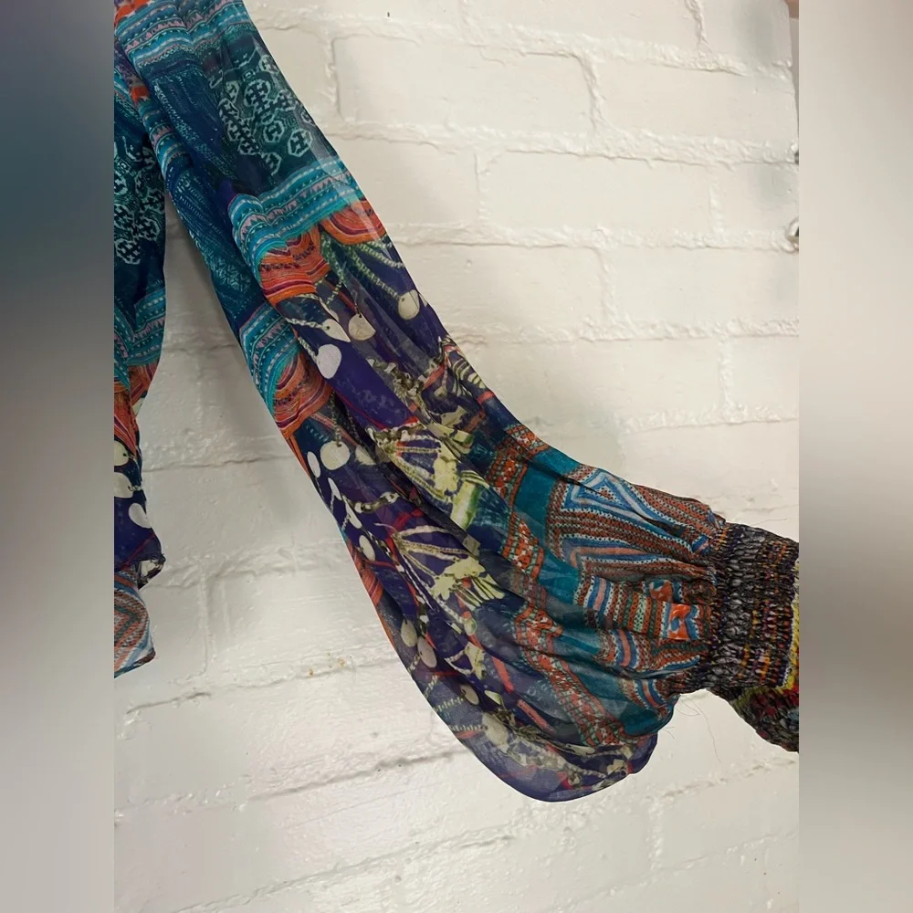 Camilla Blouse Rhinestone Embellishment Flowy Top Medium - Picture 2 of 5